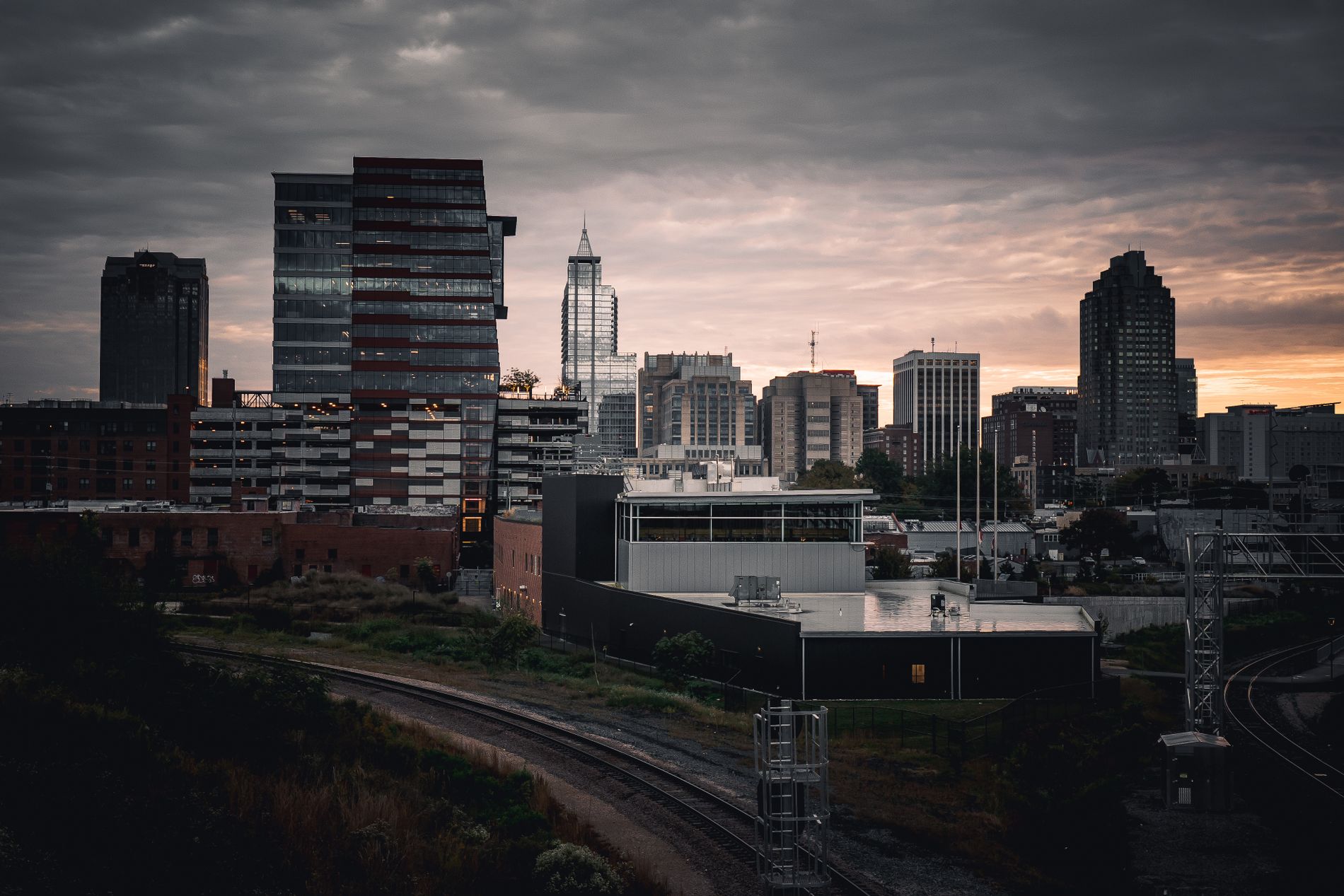 Downtown Raleigh skyline at dusk